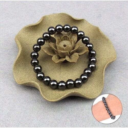 Hot Unisex Weight Loss Round Black Stone Bracelet Health Care Magnetic Therapy Bracelet
