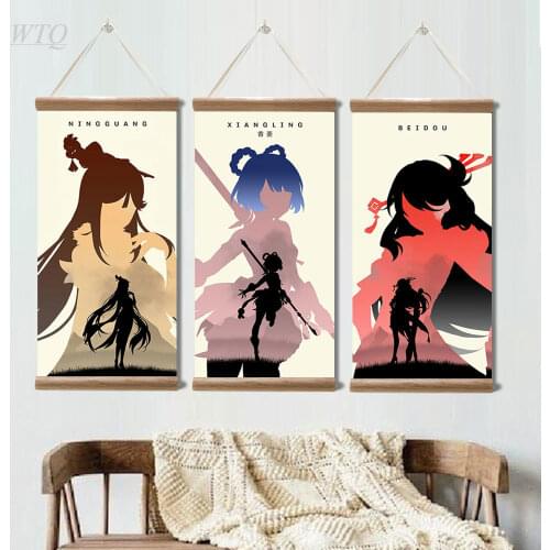 Game Poster Genshin Impact Poster Gan Yu/Keli/Dadalia Retro Poster Canvas Painting Wall Decor Poster Wall Art Picture Home Decor