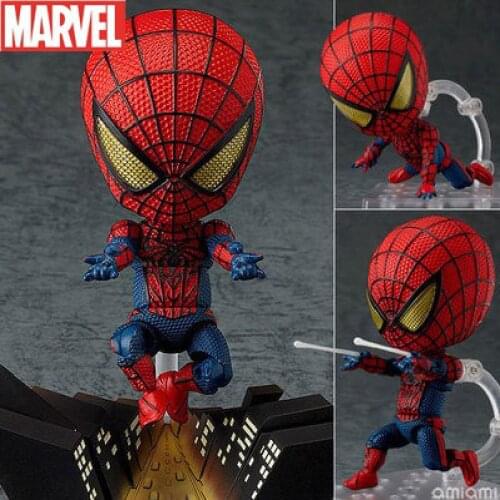 10cm Iron Spider Avengers Infinity War Glowing Spider Toy Man Shaking His Head Thanos Action Figure Modle for youth