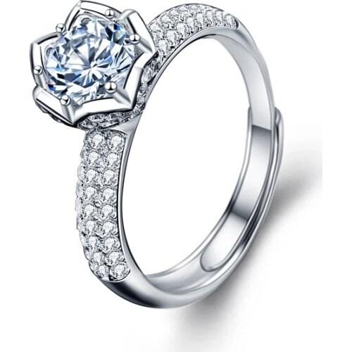 Moissanite 925 sterling silver woman wedding bridal anniversary party 1 carat CT VVS1 D color ring fashion jewelry