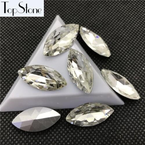 TopStone Crystal Clear Color Navette Fancy Stone Point Back Horse Eye Glass Crystals 3x6mm,5x10mm,7x15mm,9x18mm,10x35mm,13x48mm