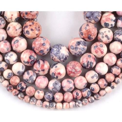 Natural Stone Light Pink Purple Rain Stone Round Beads For Jewelry Making Spacer Loose Beads 4mm-12mm Diy Bracelet Jewellery 15"