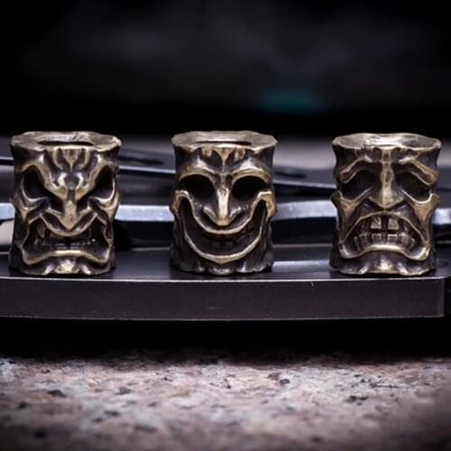 Original Smile Face Angry Face Knife Beads Pendant Handmade Key Pendant Outdoor EDC Copper Survival Paracord Beads