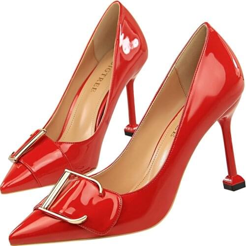 Fashion High Heel Shoes Women Pumps Size 34-40 New 2018 Sexy Wedding Party Thin Heel Square Toe Womens High Heels Red Pink
