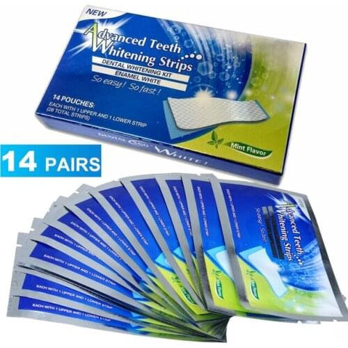 28Pcs/14Pairs Teeth Whitening Strips Kit Veneers Teeth Teeth Guard Teeth Whitening Gel White Teeth Odontologia Materiales
