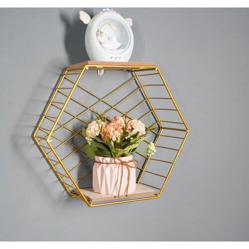 Wall Mounted Shelf Basket Living Room Layout Combination Decorative Rack Free-Mark Hooks Home Decoration