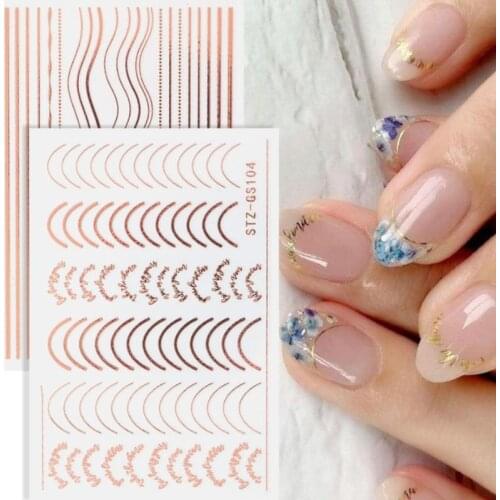 New Rose Gold Striping Tape Nail Design Stripe Lines Geometry 3D Slider for Nails Gel Polish Sticker Decals for Nail Manicure