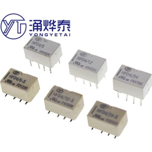 YYT SMD straight plug HFD4/3-S HFD4/5-S HFD4/12-S HFD4/24-S HFD4/5V HFD4/12V HFD4/24V 8-pin two sets of conversion signal relay