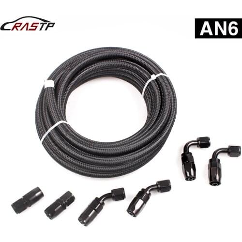 RASTP-Universal Fuel Line kit AN6 AN8 AN10 11.8 Feet Hose Nylon Stainless Steel Braided CPE Oil Fuel Pipe Fitting RS-HR017