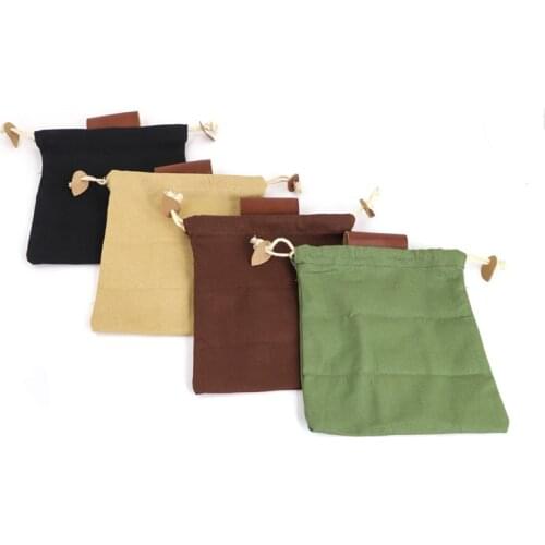 1PC Leather and Canvas Garden Fruit Picking Bag Outdoor Camping Storage Waist Hanging Tool Bag