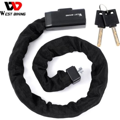 WEST BIKING Bicycle Lock Anti-theft Safety MTB Road Bike Chain Lock With 2 Key Steel Scooter Electric E-Bike Cycling Accessories