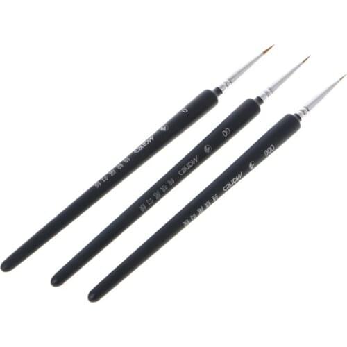 1SET Professional Wolf Hair Detail Paint Brush Set 3 Sizes Miniatures Fine Detailing
