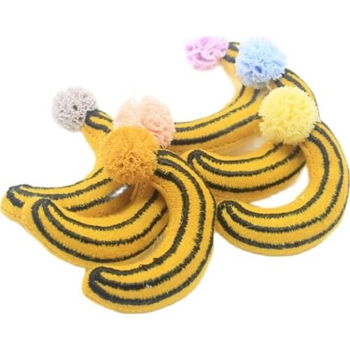 10pcs/lot About 3*5cm kawaii pompon banana padded patches appliques,DIY headwear,garments accessories materials
