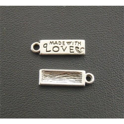10pcs Silver Color Made With Love Charms Pendant 12mmx10mm Jewellery Pendant For Bracelet Necklace A42