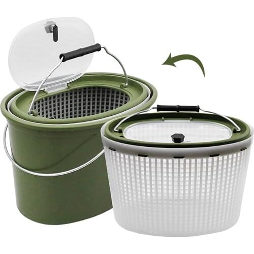 2-in-1 Fishing Bucket Double-Deck Fish Detachable Strainer Colander Fishing Bait Storage Container Fishing Draining Basket