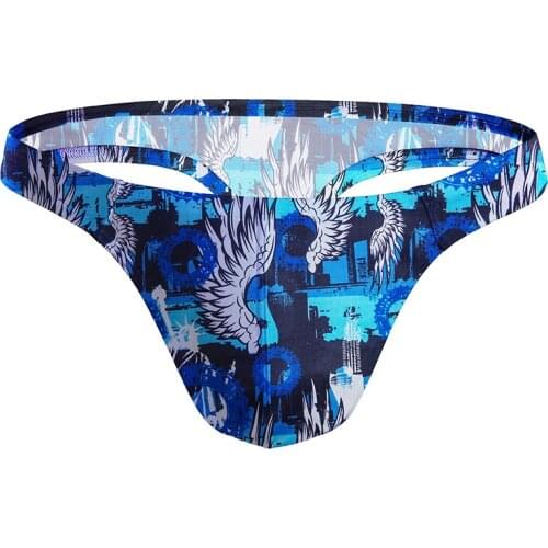 2020 Hot Sale Breathable Sexy Mens Underwear Printing Mens Cotton G-string Comfortable Iced Silk Mens Boxers