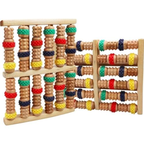 3 6 Rows Wooden Foot Massage Roller Deep Tissue Muscle Fascia Trigger Point Acupressure Anit Cellulite Foot Body Massage Tools