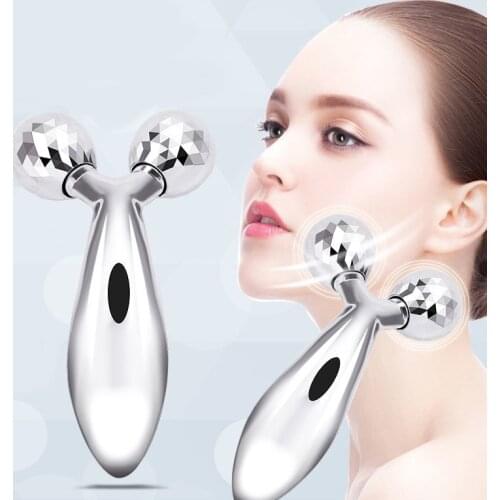 3D Roller Massager 360 Rotate Silver Thin Face Full Body Shape Massager Lifting Wrinkle Remover Facial Massage Relaxation Tool