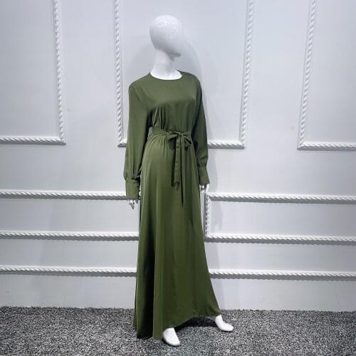 Abaya Dubai Turkey Silky Green Muslim Dress Islam Dress Abayas Women Vestidos Robe Longue Vetement Femme Musulman De Mode F2628