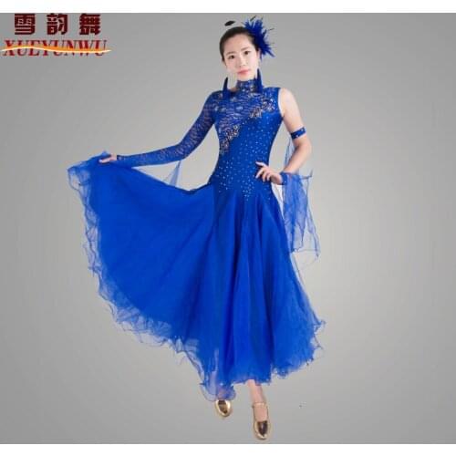 Free shipping New tango flamenco modern waltz ballroom dance dress competition costume S-XXL 5 color standard dance dresses 2017