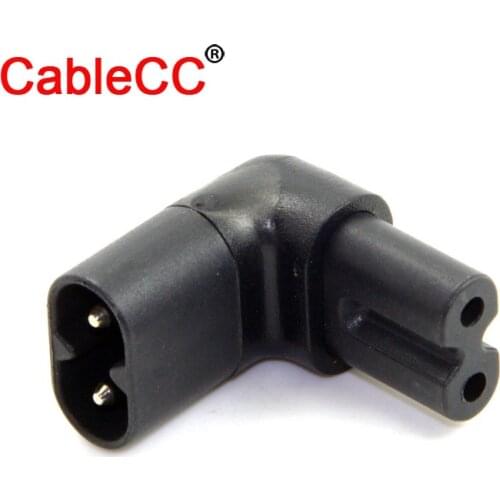 Cablecc Figure 8 IEC 320 C7 to C8 90 Degree Up Down Angled Right Angle AC Power Adapter Extension