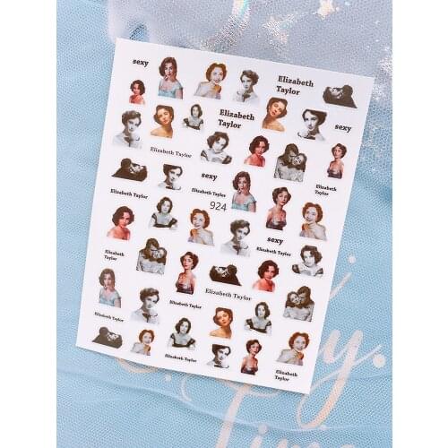 Black White Classics Nails Design Characters Holographic Avatars Nail Stickers and Decals Transfer Foil Nail Art Deco Tools GN5