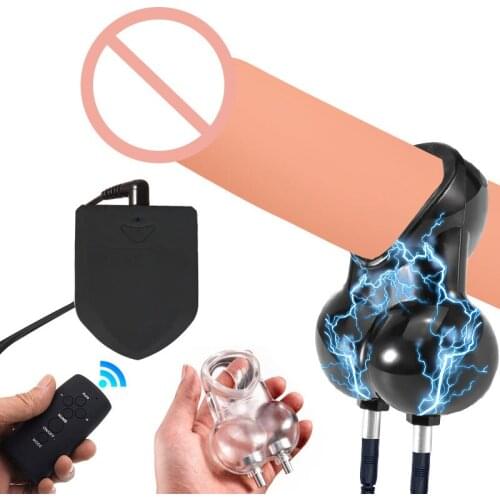 Electro Sex Penis Ring Electroshock Sex Toys For Men Electric Shock Cock Cage Chastity Estim Male Cockring Sleeve/Ballstretcher