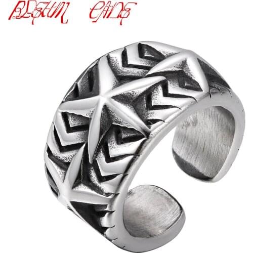 Hiphop/Rock 316L Stainless Steel Punk Big Pentacle Pentagram Ring Fashion Party Biker Jewelry opening Ring For Woman Jewelry