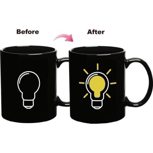 Light bulb Mugs Color Changing Magic Mug Heat-sensitive Reactive Ceramic Cup Temperature sensing cups and mugs coffee milk cup