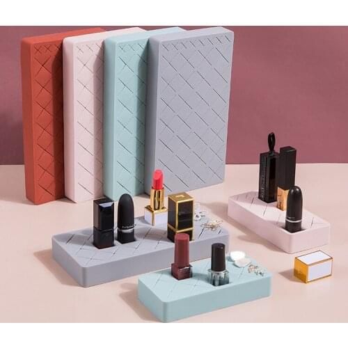 Multi Grids Silicone Lipstick Storage Rack Desktop Cosmetic Storage Box Creative Eyebrow Pencil Lip Gloss Finishing Rack