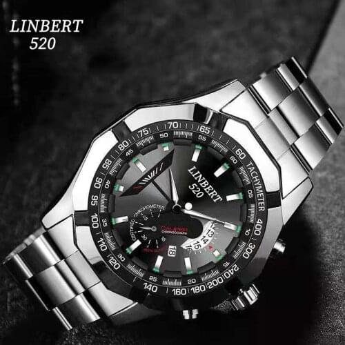 LINBERT 2021 Best-Selling Mens Watch Stainless Steel Strap Luminous Quartz Non-Mechanical Watch Mens Clock Zegarek Męski