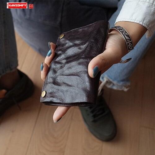 2019 New genuine leather mens wallet short zipper two fold leather coin purses wallet retro men card holder wallet clutch bags