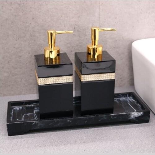 Rhinestone Bathroom Accessories Set Shower Gel Bottle Soap Dispenser Toothbrush Holder Hand Sanitizer Bottle Cotton Swab Box