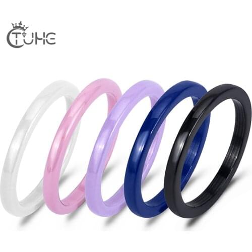 5pcs 2mm Colorful Healthy Smooth Ceramic Rings Set Women Waterproof Jewelry Wedding Never Fade Never Scratch Standard Shipping