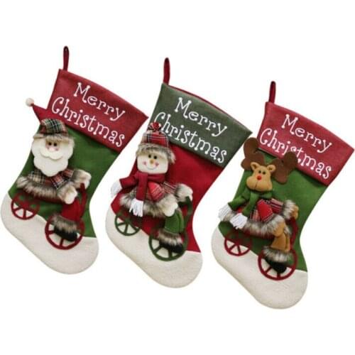 2019 New Christmas Stocking Sock Gift Bag Cloth Santa Claus Snowman Xmas Party Home Decor