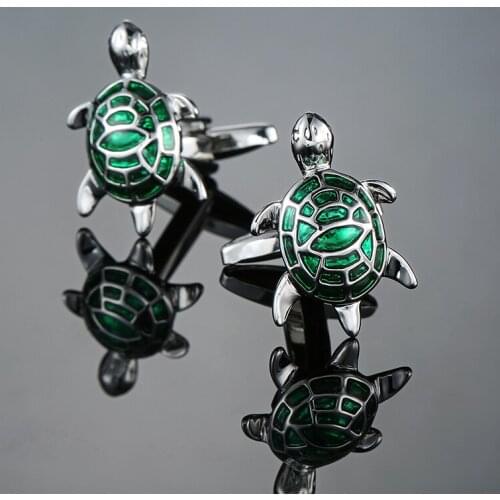 New Simple Enamel Designer silvery Tortoise Cufflinks Copper Turtle Gemelos French Shirt Cuff links Drop Ship Men Jewelry links