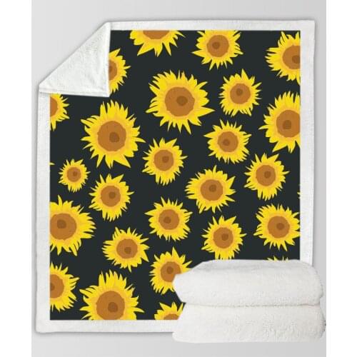 Flower Sunflower Funny Character Blanket 3D Print Sherpa Blanket on Bed Home Textiles Dreamlike Style 04