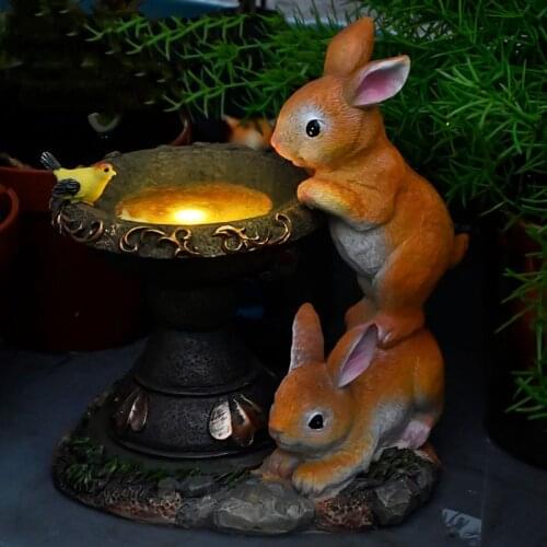 Outdoor Garden Cute Rabbit Solar Night Sculpture Courtyard Balcony Accessories Decoration Yard Park Waterproof Ornaments Decor