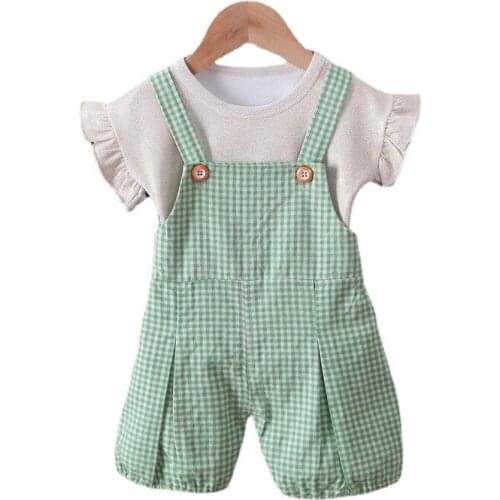 Casual Summer Children Cotton T-Shirt Overalls 2 Pcs/Sets Toddler Fashion Costume Girls Baby Boys Clothing Kids Print Tracksuits