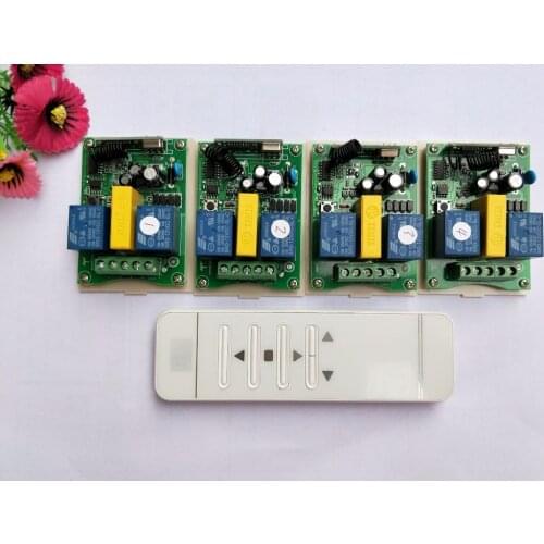 AC 220V intelligent digital RF wireless remote control switch system + 4pcs receiver for projection screen/garage door/blinds