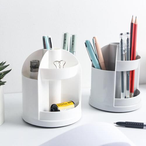 Simple Creative Desktop Rotating Storage Pen Box Office Mini Plastic Stationery Pen Holder Storage Box