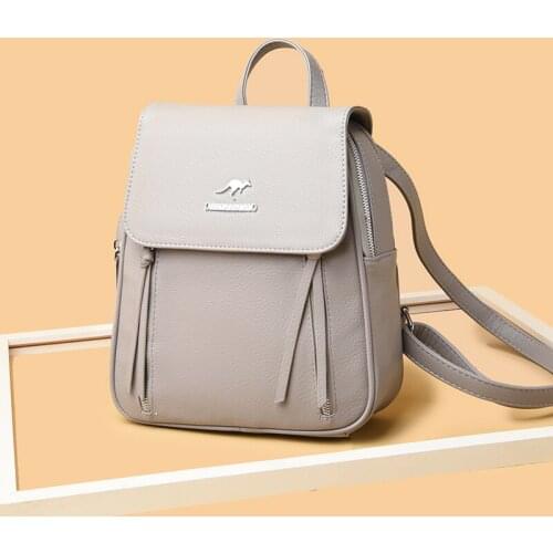 Tassel Small Backpacks for Women Solid Color Quality PU Leather Clamshell Packbag Lady Girls Luxury Wild Multifunction Backbag