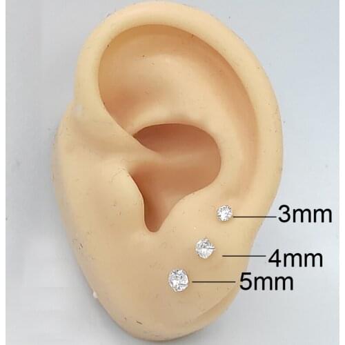 925 sterling silver stud earring 3mm 4mm 5mm cubic zircon classic earring for women gift jewelry 3pairs/set