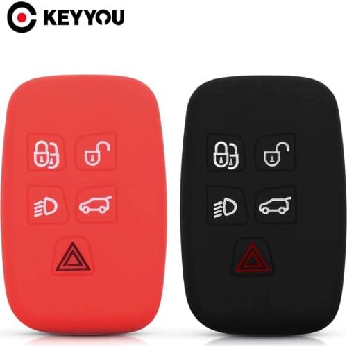 KEYYOU For Land Rover Freelander 2 Range Rover Velar 2020 Discovery Sport Freelander 2 Key Case Silicone 5 Buttons Remote Key