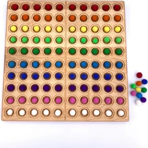 Hundred Board Hundred Frame Beech Kids Montessori Toys Letter Number Math Counting Wool Balls Color Sorting Toys for Toddlers