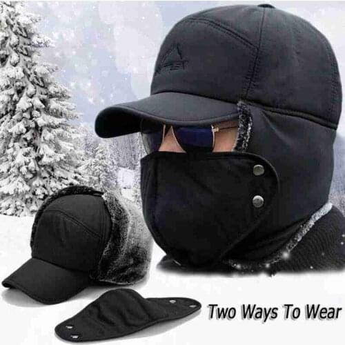 Unisex Warm Winter Trapper Trooper Hat Gentlemen Faux Fur Bomber Hats With Ear Flap Windproof Mask Ski Hat Hunting cap