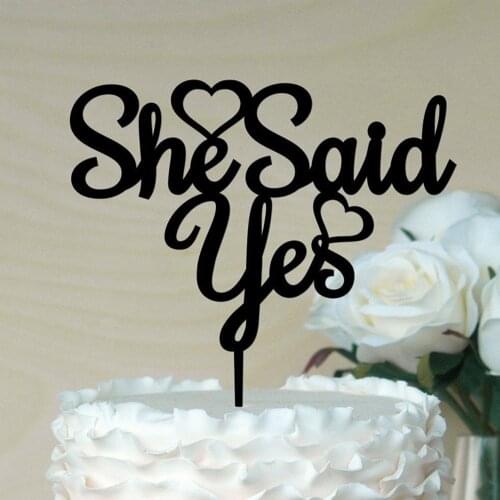She Said Yes Cake Topper , Wedding Decor Supplies Cake Topper , Acrylic Bridal Shower Engagement Ring Wedding Cake Topper