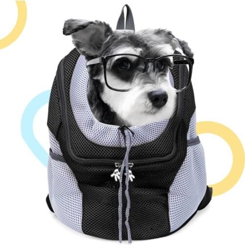 Breathable Dog Carrier Bags Travel Puppy Kitten Mesh Zipper Double Shoulder Backpack Outdoor Pet Cat Carrier Front Bags