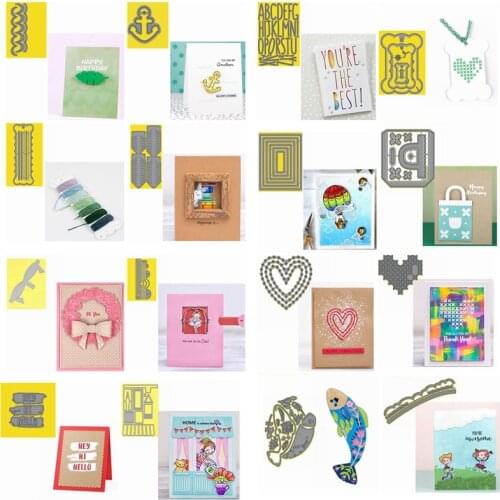 Pop Up Photo Frame Wavy Line Anchor Bone Gift Bag Love Heart Hillside Metal Cutting Dies Stencil For DIY Scrapbooking Making #9