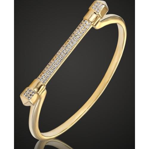 Zlxgirl jewelry Metal Copper micro pave setting Gold bangle bracelet jewelry Womens wedding bridal bangle jewellry free bags